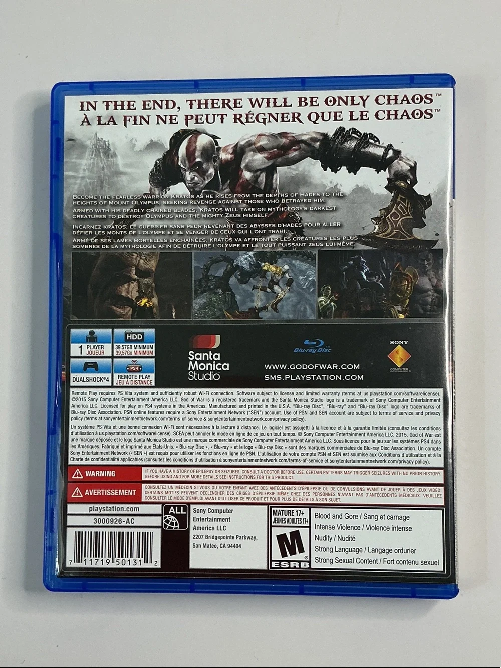 Sony PS4 God of War 3 Remastered Video Game